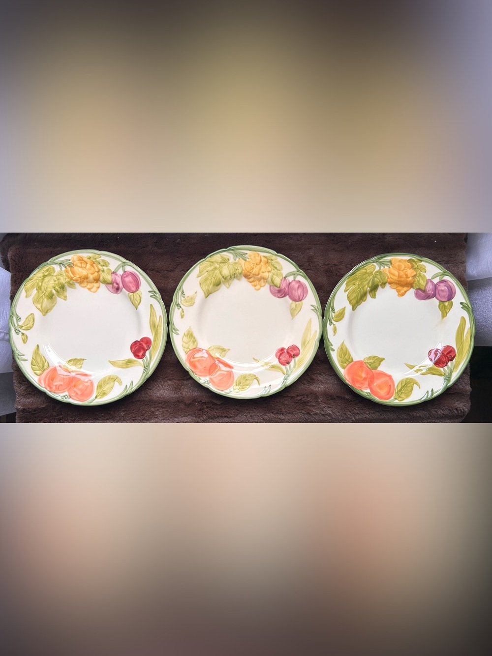 Vintage Franciscan Fresh Fruit 8" Salad Plates Set Of 3 USA